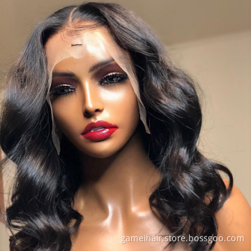 wholesale cheap high quality100% virgin natural brazilian long Body Wave 13x4"13x6" transparent Closure Lace Wig human hair wigs